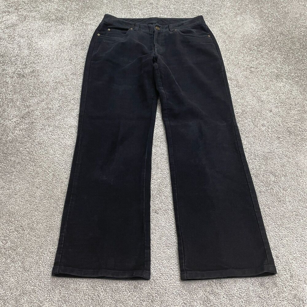 L.L. Bean Soft Velour Jeans Womens 4 Petite Black Straight Cotton Casual 30x28